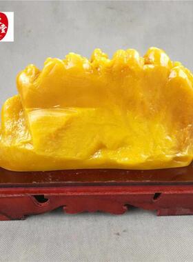 彷寿山石雕田黄石富水长流发财树风水玄关摆件奇石观赏石