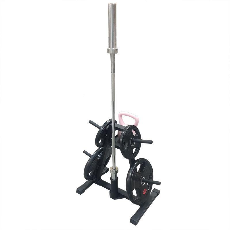 Barbell plate hanger with large and small holes for storage