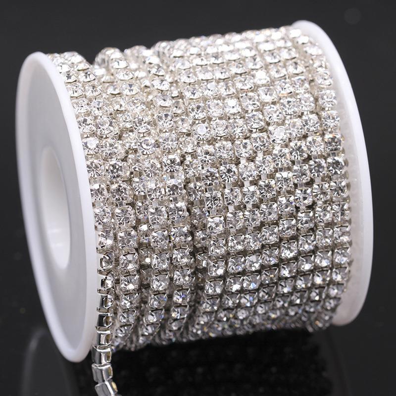 密爪白色水钻爪链diy美甲链条爪钻水晶钻石金色银色流苏项链材料 - 图1