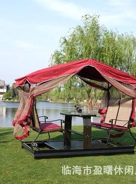 户外动力摇椅庭院摇动式四人秋千桌椅带顶蓬户外别墅动摇桌摇椅