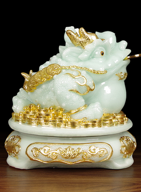 玉石金蟾摆件招财聚宝盆可旋转公司前台店铺开业礼品家居装饰品