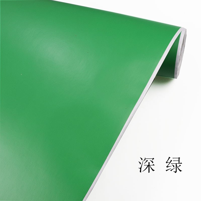 哑光浅绿翠绿绿色宝石绿墨绿PVC贴纸墙贴壁纸即时贴背胶自粘防水 - 图1