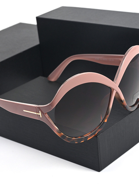 个性交叉女士太阳镜超大框墨镜显脸小卡其玳瑁框欧美旅游拍照防晒