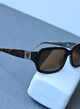 板材时尚男士太阳镜女士高清玳瑁框茶色墨镜复古长方形小框防晒