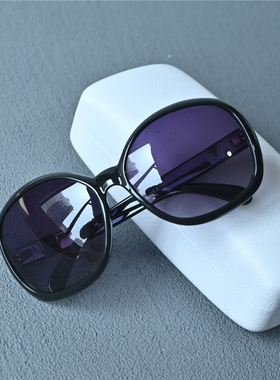 大弧度女士偏光太阳镜圆形黑色墨镜高清女款小脸大弯度防风镜防晒