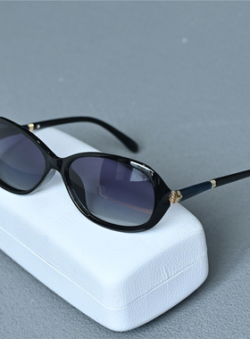 小脸女士偏光太阳镜椭圆小框墨镜女款防晒防紫外线眼镜黑色茶色