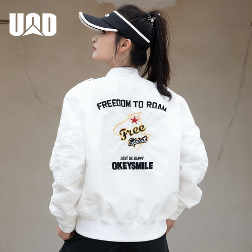 UOD明星同款棒球服美式飞行夹克复古刺绣棒球服春秋宽松工装外套 - 图2