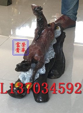 荣华富贵新款铜马龙凤马奔马翔云彩绘做旧客厅桌面装饰用品摆件