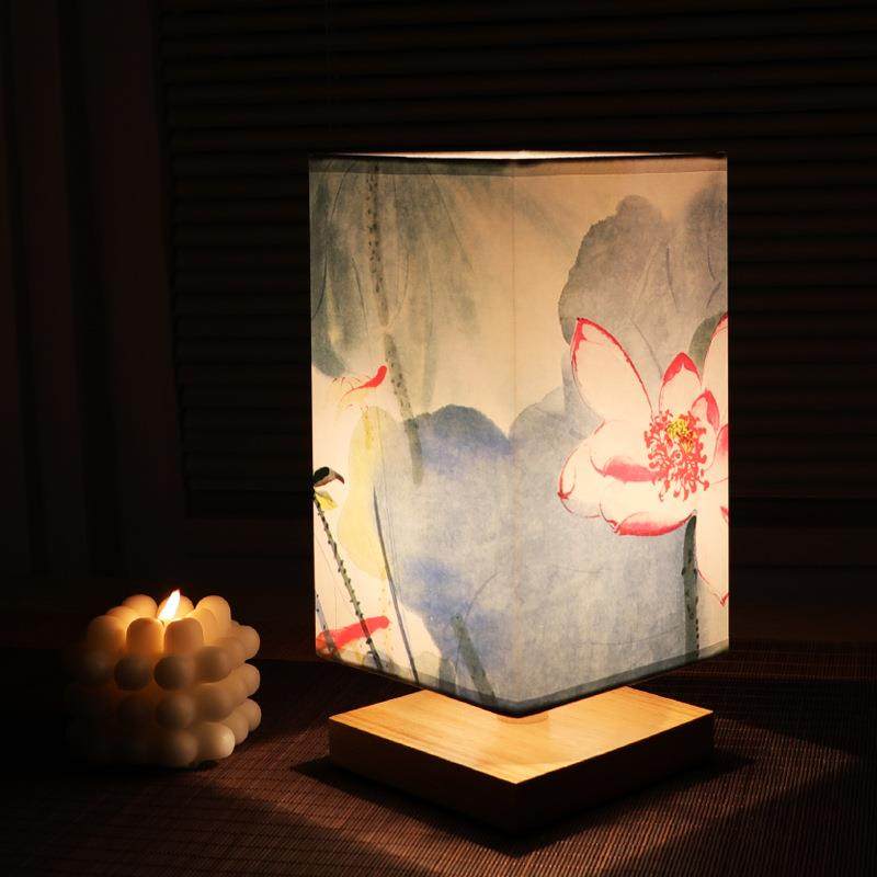 新中式风复古简约创意方形木小夜灯日式卧室温馨床头装饰台灯,淘宝优惠券,粉丝福利购,淘宝优惠卷