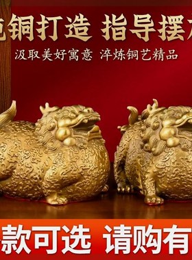 纯铜貔貅摆件一对大肚皮r丘招财旺财高档家居客厅办公室送礼装饰