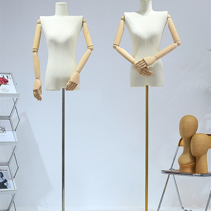 韩版平肩直角肩锁骨平胸模特道具女半全身服装店假人偶模特展示架 - 图1