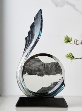 轻奢高档风生水起流沙画摆件客厅电视柜酒柜装饰品办公室高端大气