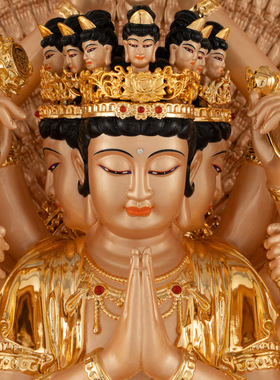 铜中式佛堂台湾同鎏金千装饰摆件