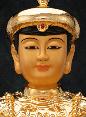 铜中式佛堂铜鎏金胡三太装饰摆件