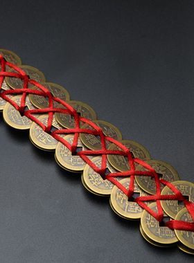 铜中式佛堂五帝钱铜钱剑装饰摆件