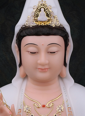 观音菩萨佛像家用款供奉树脂大势至南海观世音像娑婆三圣全堂佛