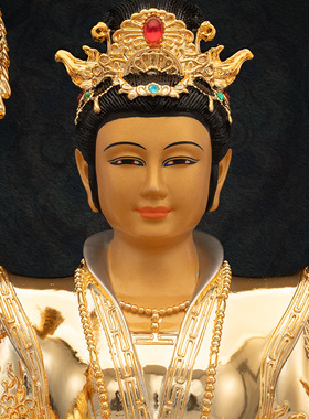 铜中式佛堂玉帝王母神像装饰摆件