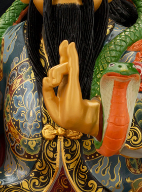 铜中式佛堂铜鎏金法主公装饰摆件