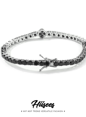 潮流美式银黑色四叶草项链手链