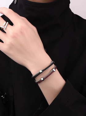 双层皮绳DH7钛钢男女通用