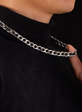 古巴链PU皮锁骨链DH7钛钢男