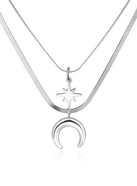 DH7星月吊坠钛钢情侣毛衣链