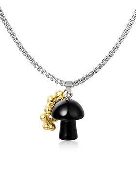 斑点蘑菇毛衣链DH7钛钢男女