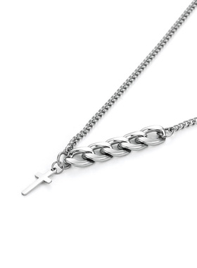 DH7五环相扣十字架吊坠钛钢项链