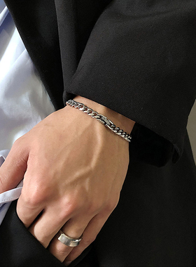 DH7复古古巴链手链男女通用钛钢