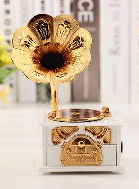 极速创意留声机模型音乐盒复古z八音盒学生情侣生日礼物送女生学