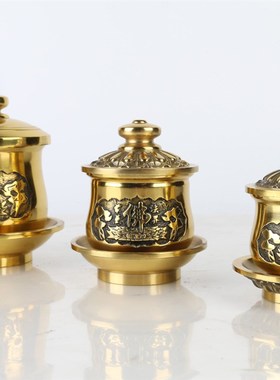 极速供佛水杯 光身观音贡杯 佛杯 净水杯供杯O 佛字莲花纯铜圣水