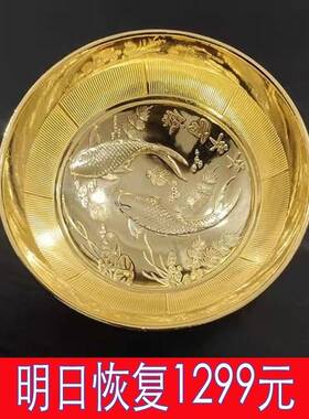 新品越南沙e金色大号金碗筷三件套金筷子勺子摆件金色家用食用餐