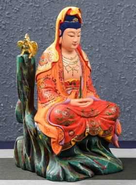 新品慈航道人神像香樟木木雕慈航仙姑真人家用南海V观音观世音大