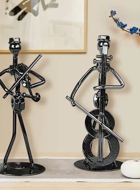 极速个性创意乐器小铁人摆件手工铁E艺家居儿童房装饰品人偶模型