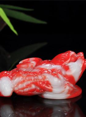 玉把件新疆红白玉金蝉三条腿蟾蜍把件红玉白玉手把件手玩挂件蜀黍