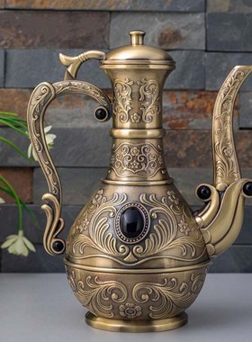 工艺品创意复古中式酒壶高档家居酒柜装饰品摆件欧式金属酒具酒樽