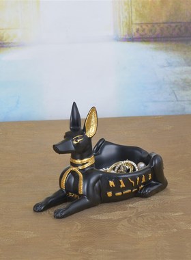 埃及猫摆件收纳神器头饰首饰盒便携杂物储物盒狗装饰品多功能整理