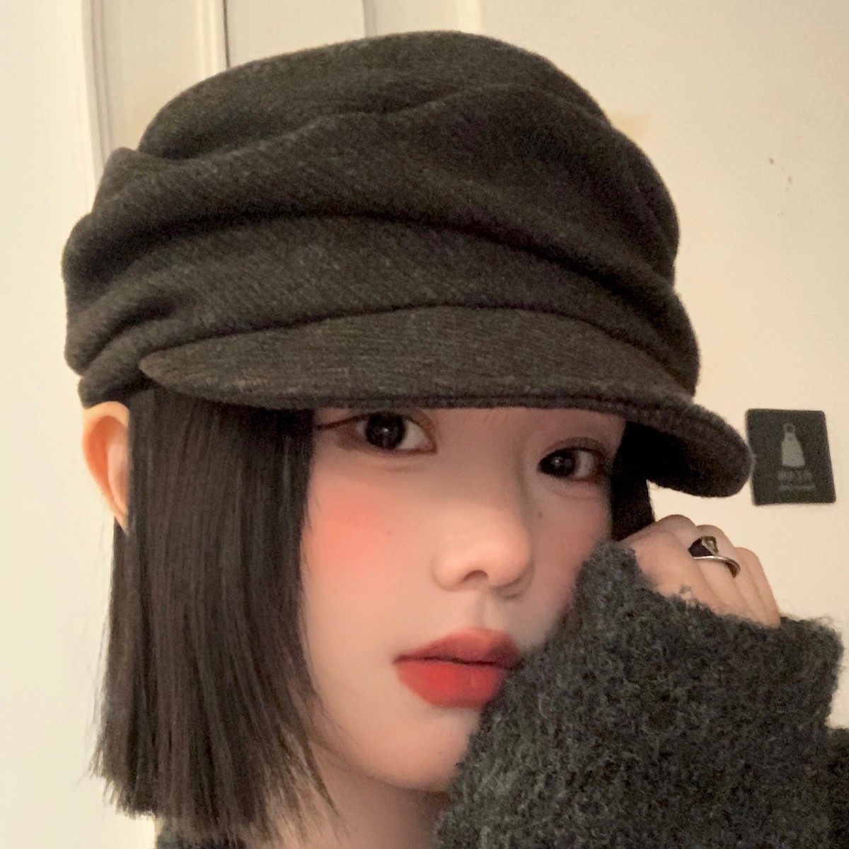 日系山本风黑色褶皱贝雷帽女秋冬显脸小报童帽大头围百搭画家帽子,淘宝优惠券,粉丝福利购,淘宝优惠卷