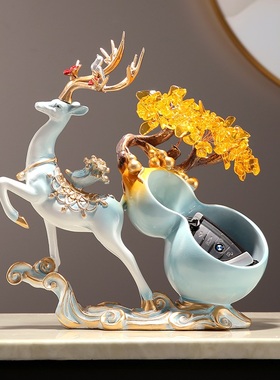 简约现代招财葫芦水晶鹿摆件玄关电视酒柜入户鞋S柜钥匙收纳装饰