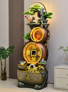 葫芦流水生财聚宝盆假p山落地摆件循环水景喷泉客厅玄关招财风水