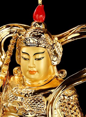 彩绘鎏金铜伽蓝韦陀菩萨佛像财神关公韦驮佛像摆U件左右护法家居