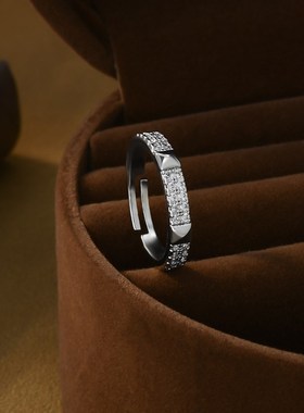 真金电镀微镶锆石个性开口戒指女简约精致食指戒韩国高级指环