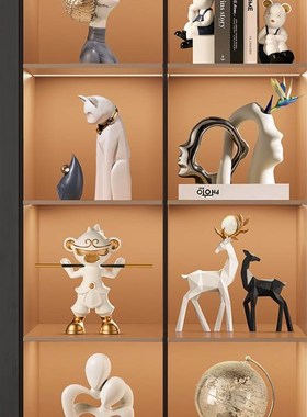 高端大气客厅酒柜摆件创意家居电视柜两侧红酒架餐边柜工艺装饰品