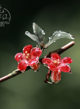 凌霄花 热缩花簪竹子发簪古风汉服发饰头饰步摇手工簪子国风中式