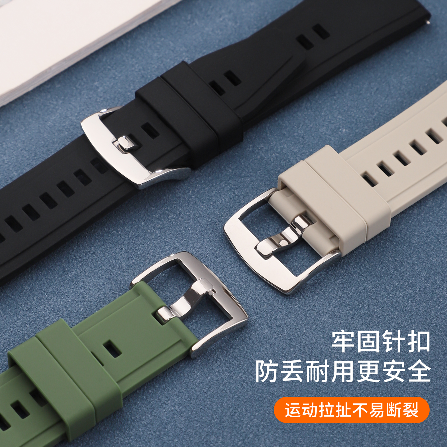 适用于华为gt6/5手表带硅胶智能Watch5腕带Watch4pro运功46mm按压式GT5Pro替换gt3/2e幻夜黑/苍山灰高级男士 - 图2