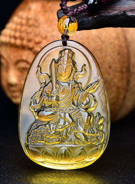 天然黄水晶男女本命佛吊坠