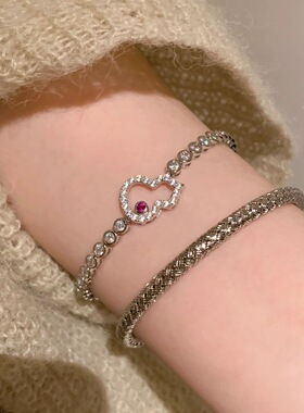 气质超闪银色葫芦泡泡排钻手链