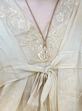 双面转动葫芦描金珐琅蝴蝶项链