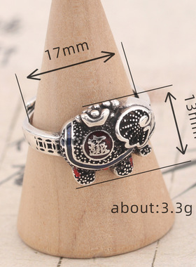 复古珐琅如意吉象滴胶戒指女