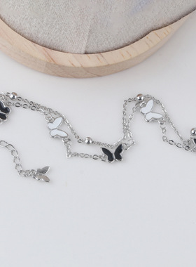 轻奢小清新双层蝴蝶手链女